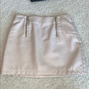 Tan Leather Skirt with Zippers